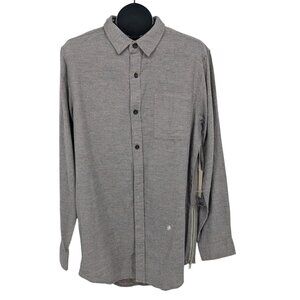 On The Byas Button Up Shirt Men Size L Longer Length Side Zip Streetwear Skater